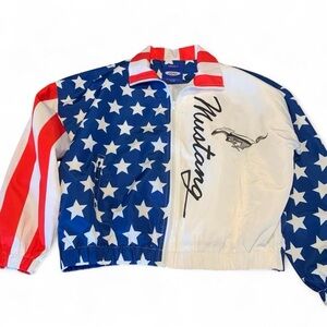 Ford Red White and Blue Mustang Flag Zip Jacket